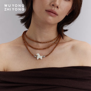 无用之用「巡游」白玉小马老山檀多层项链毛衣链本命年手链礼物