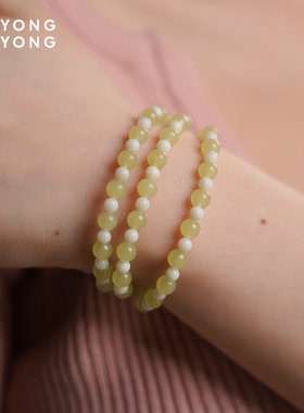 无用之用天然黄口白玉三圈手链