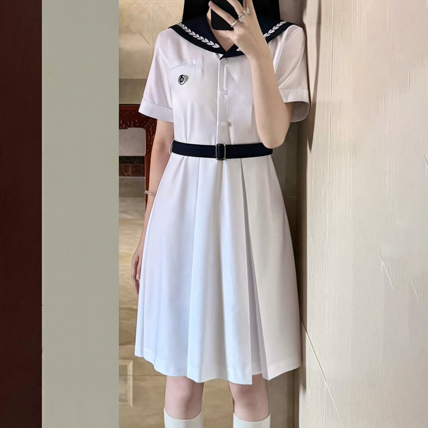 空气站台【空气穗盛夏服】学院风校供麦穗刺绣JK连衣裙夏日清爽