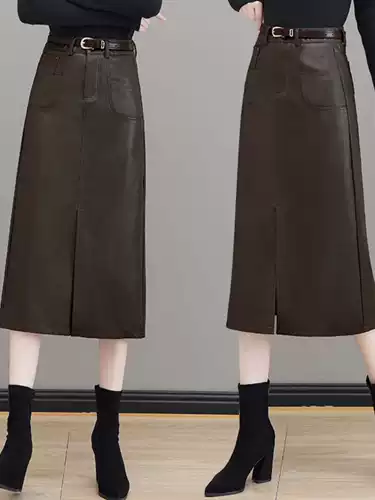 Полиуретановая демисезонная юбка в складку, флисовая длинная юбка, высокая талия, средней длины, А-силуэт, с акцентом на бедрах