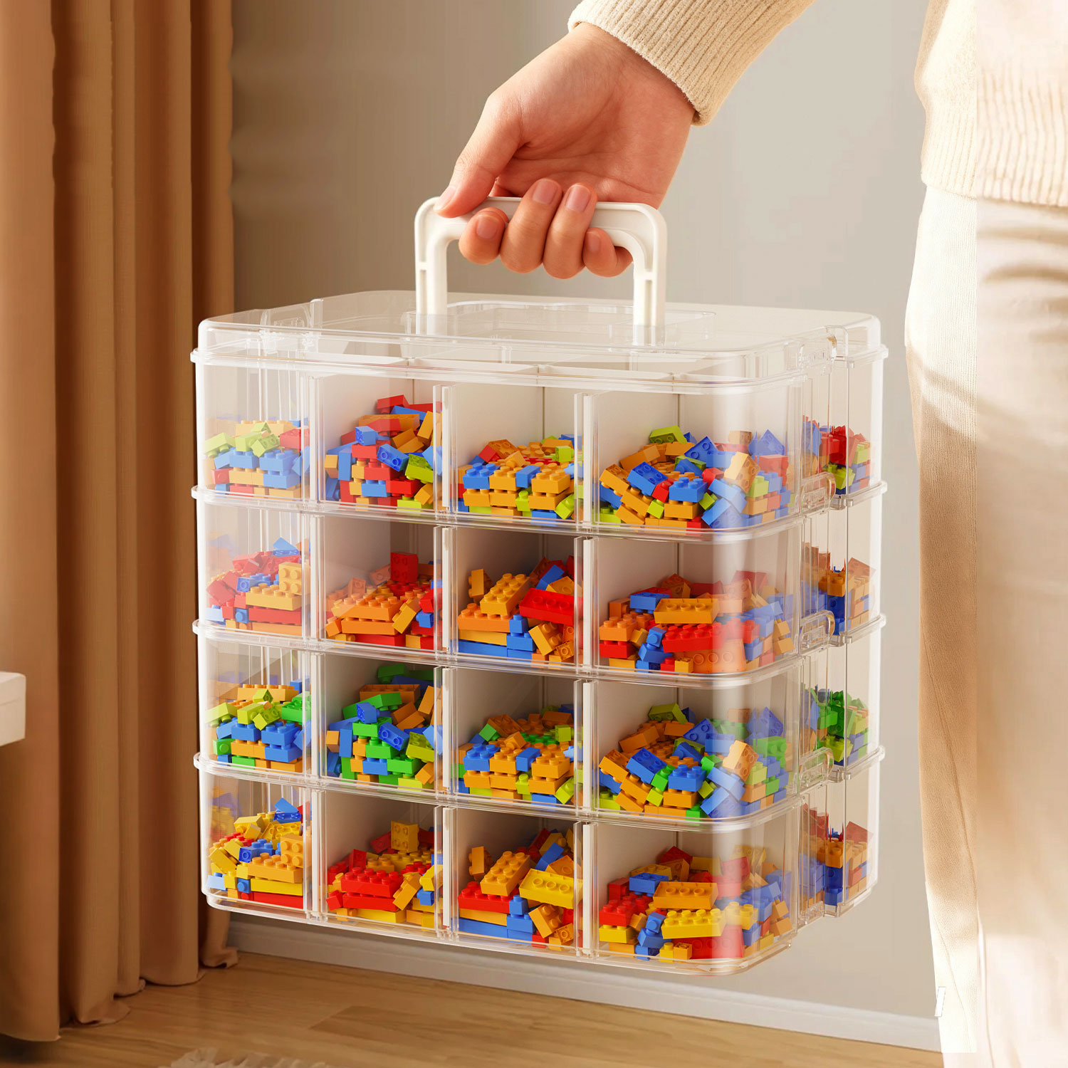儿童积木收纳盒乐高小颗粒零件多层分格分类收纳箱儿童玩具整理