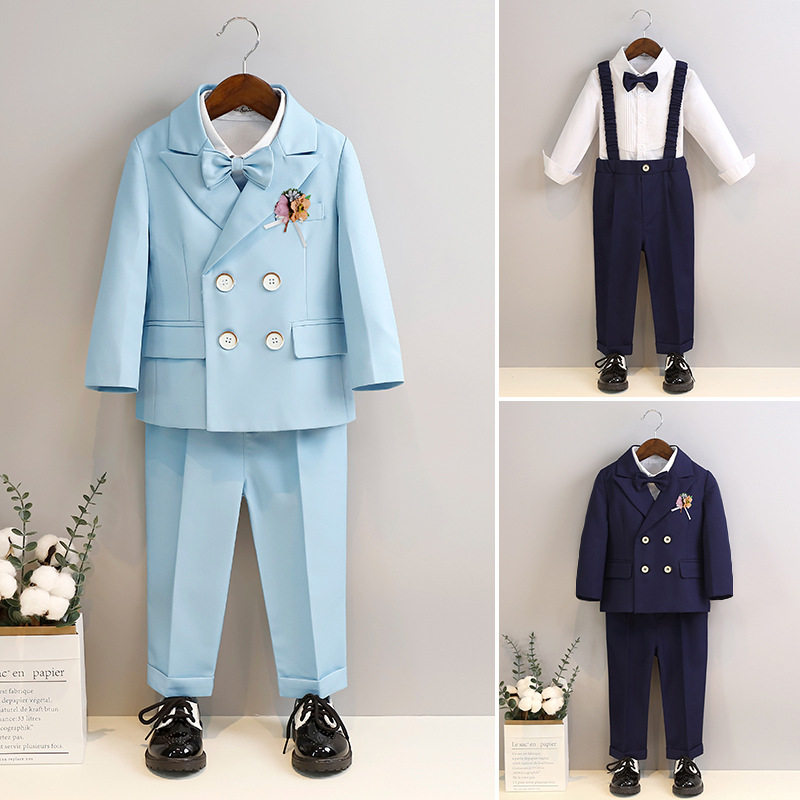 儿童西服套装秋冬款英伦纯色小西儿童礼服
