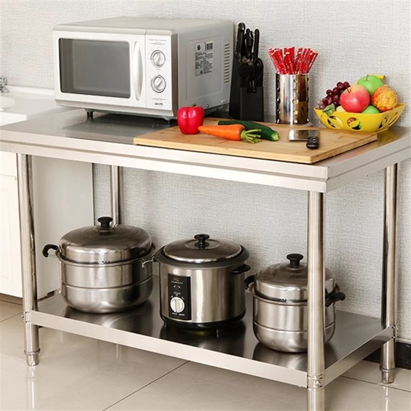 定制拆装双层不锈钢工作台饭店厨房操作台折叠商用打荷台烧烤桌子