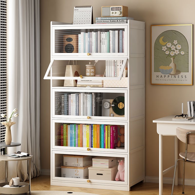 书架落地置物架家用防尘储物柜展示柜客厅收纳柜带门儿童简易书柜