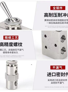 机械阀空气按钮按压开关气动铜钮子TAC2-31/41V/3/4/P/PP手动TV3S