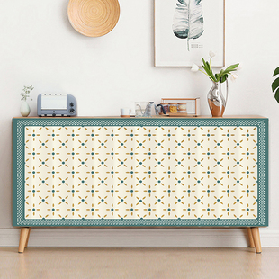 复古格子遮挡帘厨房橱柜门帘防尘拉帘柜子杂物遮丑布帘子遮挡杂物