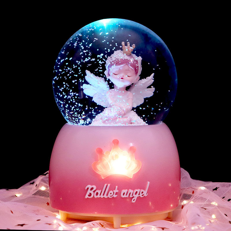 芭蕾舞公主水晶球八音盒女孩儿童发光旋转音乐盒摆件十岁生日礼物,家居饰品,音乐盒,淘宝优惠券,粉丝福利购,淘宝优惠卷