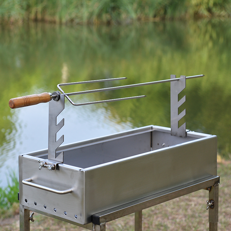 不锈钢烤羊腿烤羊排支架烤羊腿y叉子烤羊排木柄钢钎烧烤用炉子支