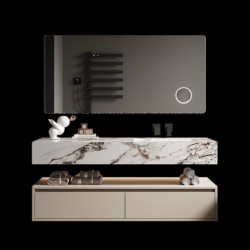 宝格丽岩板陶瓷无缝一体盆浴室柜组合卫生间洗漱台洗手池洗脸台