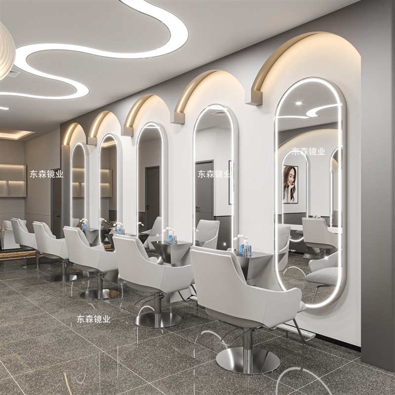 网红理发店镜子发廊专用美发店镜台led灯潮款单面镜剪Z发烫染区镜