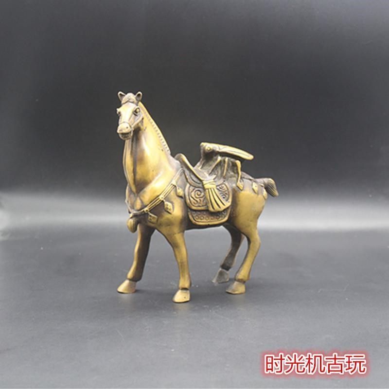 古玩杂项收藏仿古摆件马上赢摆件仿古铜微雕苍蝇骏马小摆件铜器