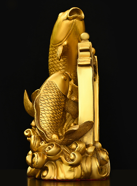 纯铜年年有鱼摆件鲤鱼跳龙u门连年金钱有余如意纳福乔迁开业摆设