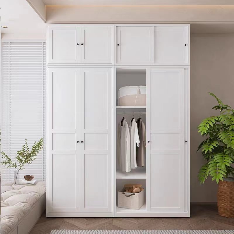 轻奢家用百搭奶油风铁艺衣柜z无甲醛储物柜子组合小户型大衣橱