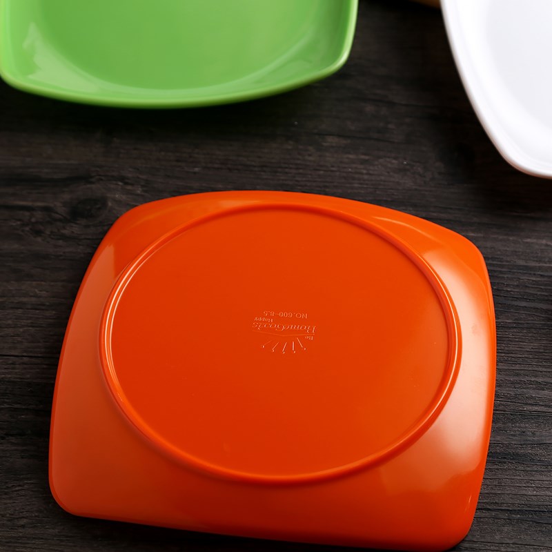 10个装盖浇饭盘食堂四方快餐盘子餐具仿瓷密胺商用U炒粉盘火锅菜