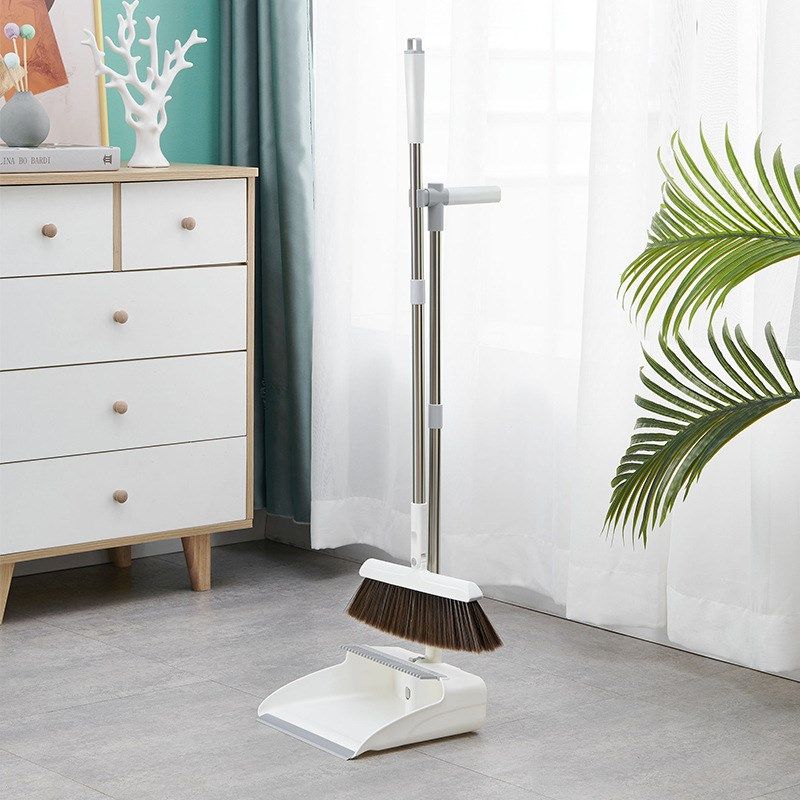 家用磁吸扫把套装塑料扫帚簸箕组合折叠收纳双刮齿加密刷毛笤帚
