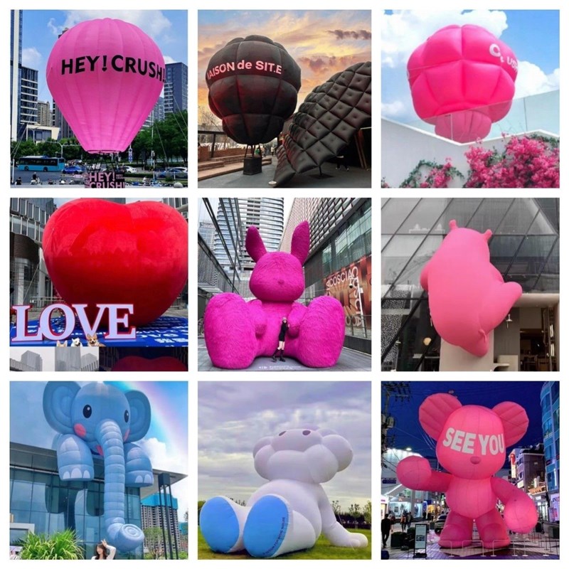充气大型美陈打卡热气球网红装饰爱F心气模定制户外露营卡通吊篮