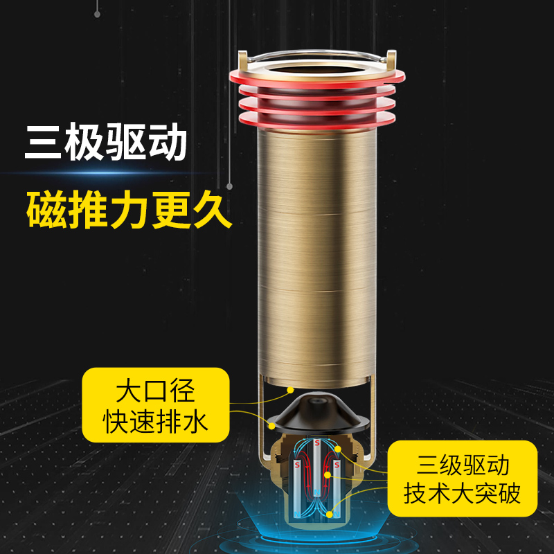防臭加长地漏芯下水管道断层磁悬浮地漏内芯深水超长卫.生间延长