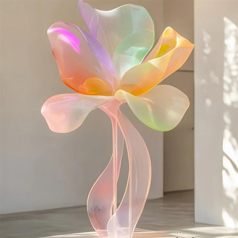 亚克力花瓣橱窗艺术装置美陈橱窗装饰艺术舞台场花朵路引景观道具