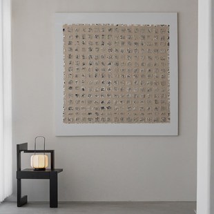 润家家居侘寂风手绘肌理亚麻油画布画框客厅沙玄关复古立体装饰画