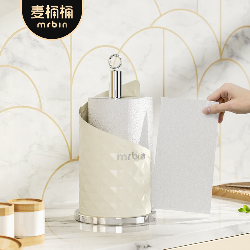 麦桶桶厨房纸巾抹布架保鲜膜用纸收纳架免打孔懒人T卷纸专用置物
