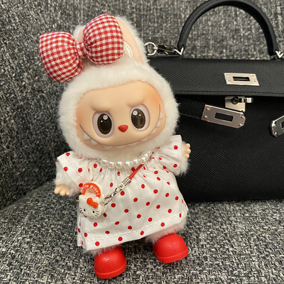 红波点五件套适用于labubu一代二代三代通用新款拉布布潮玩娃衣服