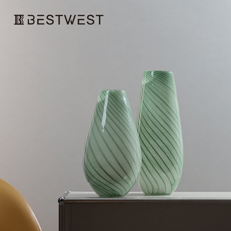 Best west 绿色春笋条纹水培小口玻璃花瓶摆件家居软装装饰品花器,橡塑材料及制品,其他塑料制品,淘宝优惠券,粉丝福利购,淘宝优惠卷