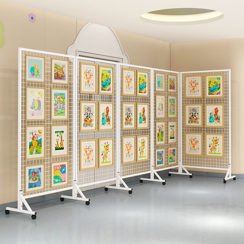 折叠网格展示架幼儿园作品展示架画展画室移动户外美术展览架铁艺