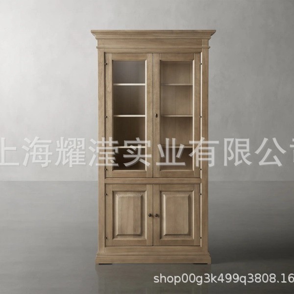 美式复古轻奢一体式靠墙大书柜客厅法式现代简约储物柜餐边柜家具