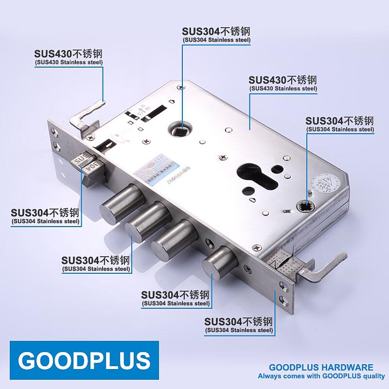 GOODPLUS固得加30圆柱锁体防盗门进户门不锈钢门实木门天地锁通用