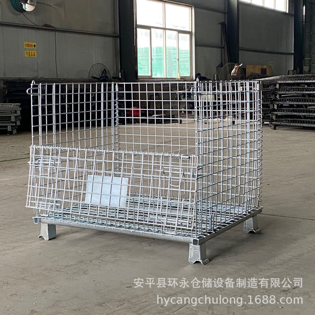 仓储笼铁框 折叠式仓库铁笼子金属周转物料箱 厂家规格全图片