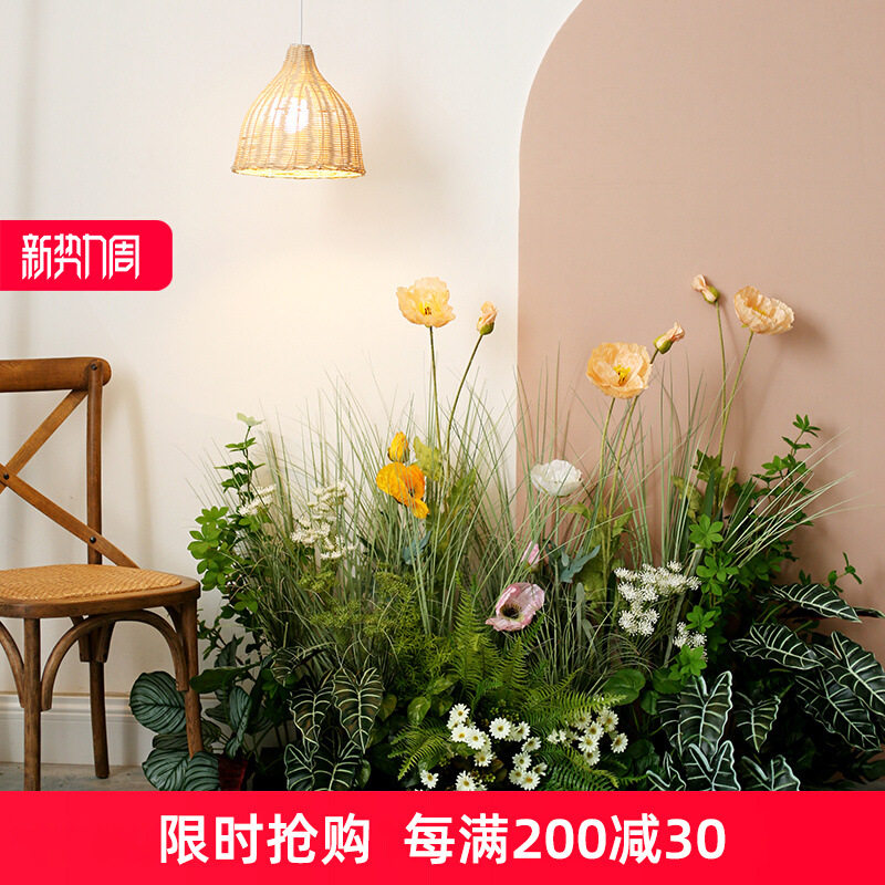 仿真植物花丛造景摆件服装店橱窗餐厅花卉拍照区轻奢假花装饰花草