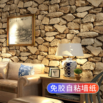 砖纹墙纸自粘仿真饭店商用餐馆3d立体复古装饰贴壁纸防水防潮复古