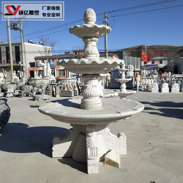 花盆雕塑石球流水家用大理石石雕喷泉欧式滚动花岗岩跌水庭院喷水