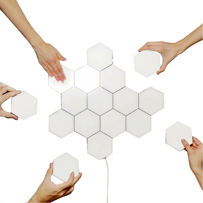 创意壁灯触摸感应灯装饰氛围灯量子灯磁吸蜂巢灯小夜灯一件代发