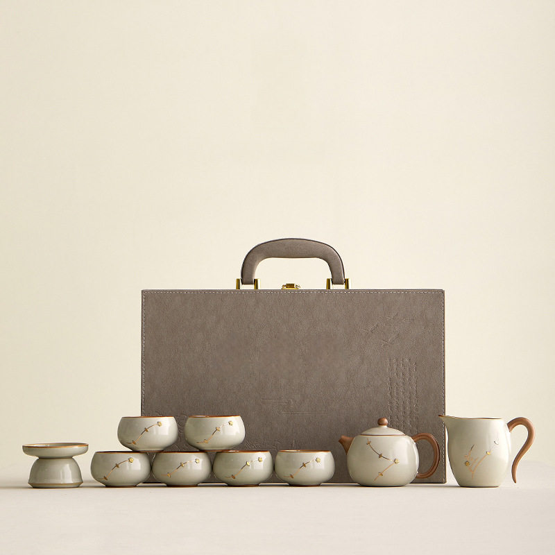 汝窑陶瓷茶具套装家用客厅办公室会客喝茶泡茶壶茶杯