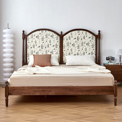 仲夏夜床法式复古软包1.8米实木床北欧黑胡桃木床布艺1.5米双人床