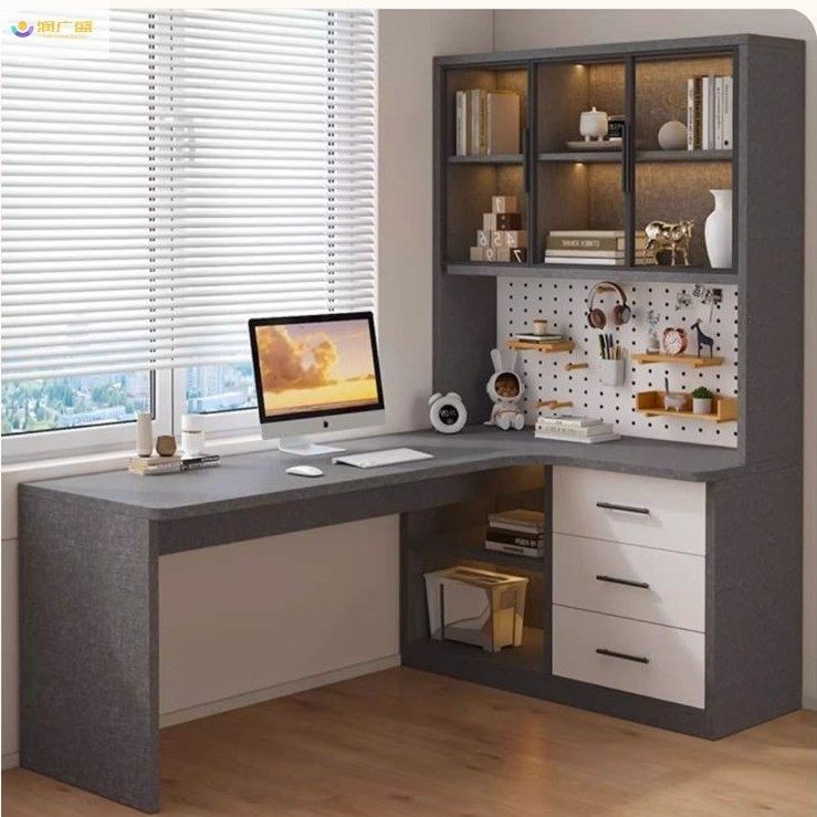 润广盛实木电脑桌转角书桌书柜一体家用卧室学生简易办公写字桌台,电子元器件市场,电线扎带/束线带,淘宝优惠券,粉丝福利购,淘宝优惠卷