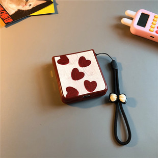 4卡通vivoxflip软oppofindn3flip n2女小米mixflip荣耀v 红色爱心适用华为pocket2手机壳p50硬三星zflip6