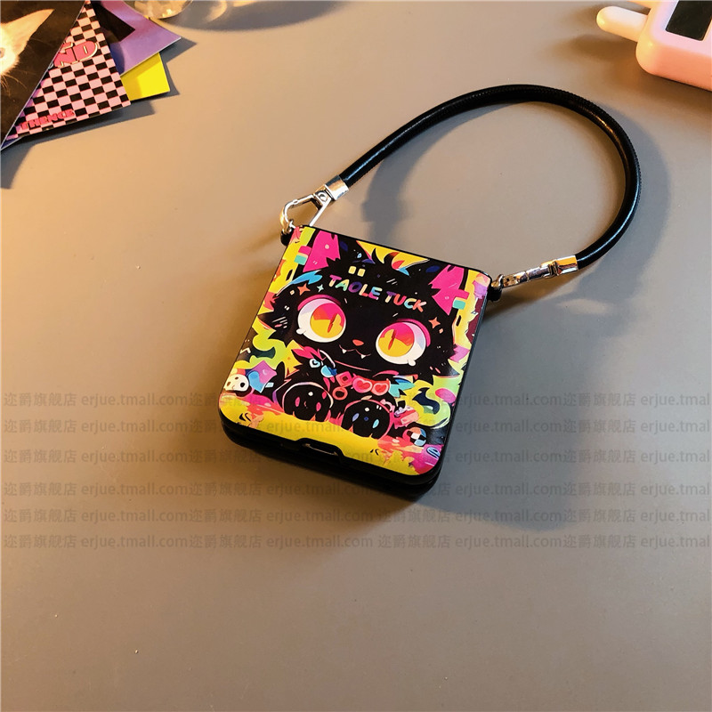 涂鸦小喵适用华为pocket2手机壳purax硬nova三星zflip5 6简约vivox皮p50 oppofindn3n2女w24荣耀v小米mixflip