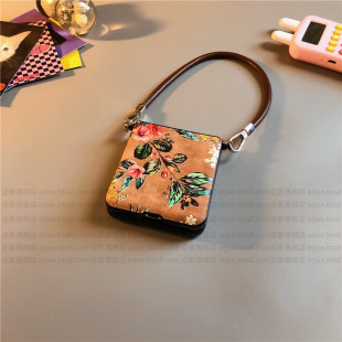 花朵绿色适用华为pocket2手机壳purax硬nova三星zflip5 oppofindn3n2女w24荣耀v小米mixflip 6简约vivox皮p50