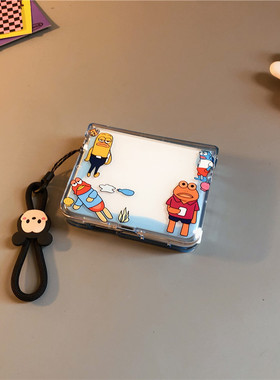 青蛙鱼人适用小米mixflip2手机壳华为purax卡通p7ocket2硬novaflip三星zflip4 5 6透明oppofindn3n2w荣耀v女0