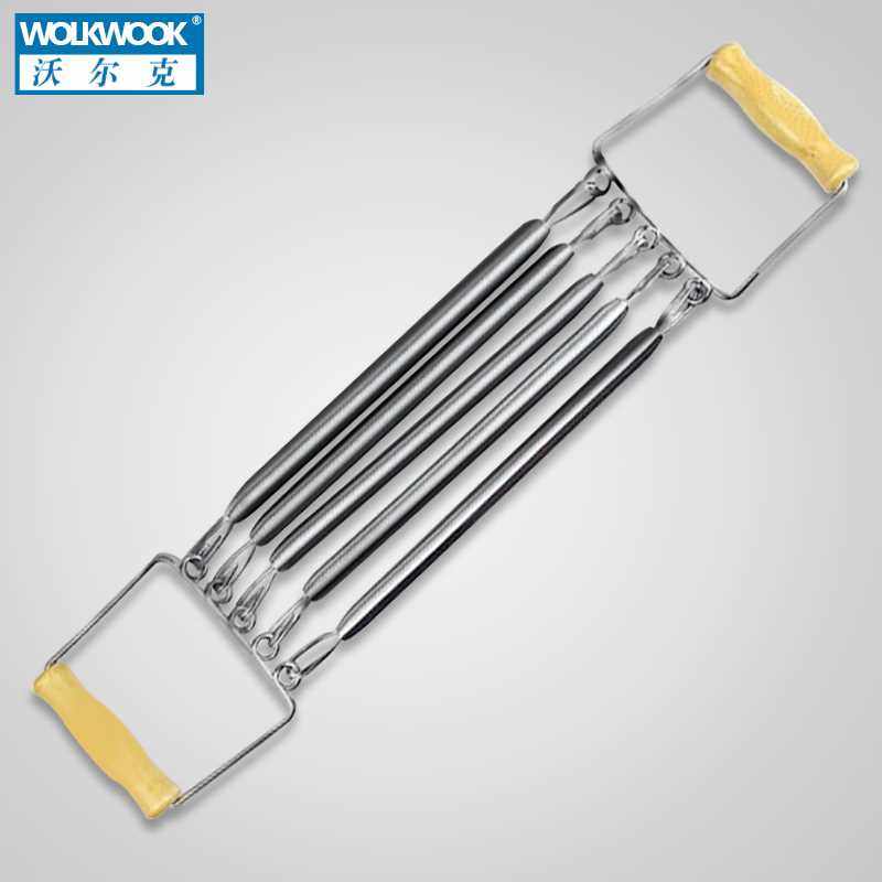 沃尔克木柄型弹簧拉力器扩胸器男士多功能臂力胸肌体育锻炼健身器