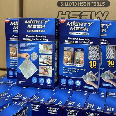 Mighty Mesh 银丝抹布10片装钢丝级清洁力强力去污多功能抹布