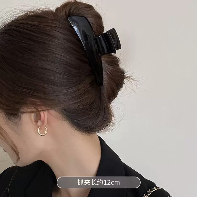 韩系小众设计感不规则梯形大号抓夹简约百搭亚克力盘发鲨鱼夹发夹