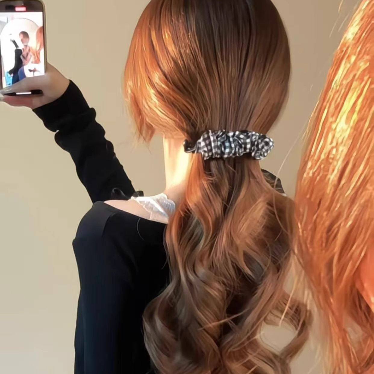 韩国复古褶皱豹纹布艺发