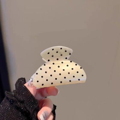 法式黑白波点小号发夹后