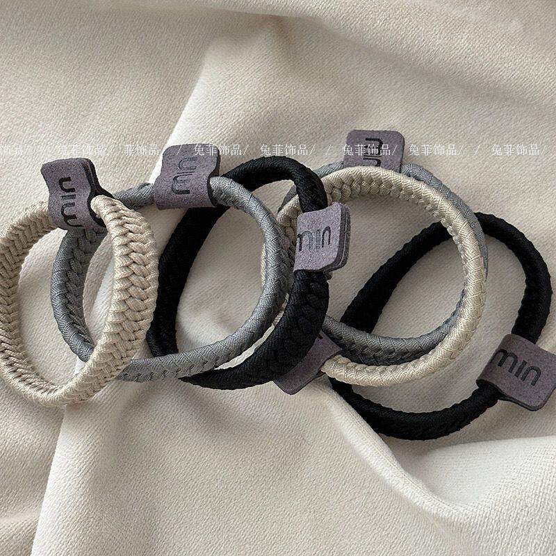 灰色系!高级感加宽皮筋高弹力扎马尾发绳头绳女简约百搭字母发圈