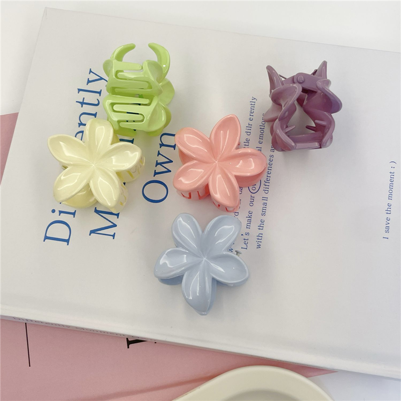 多巴胺花朵抓夹2025年新款甜美可爱发夹发卡女鲨鱼夹小号半扎发抓
