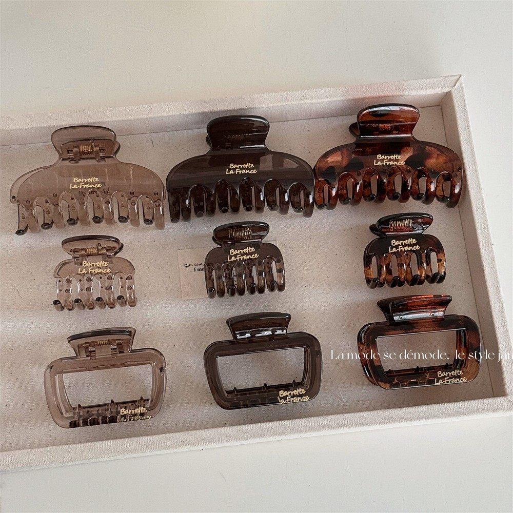 韩版金标字母简约方形抓夹女后脑勺半扎发夹中号盘发鲨鱼夹头饰