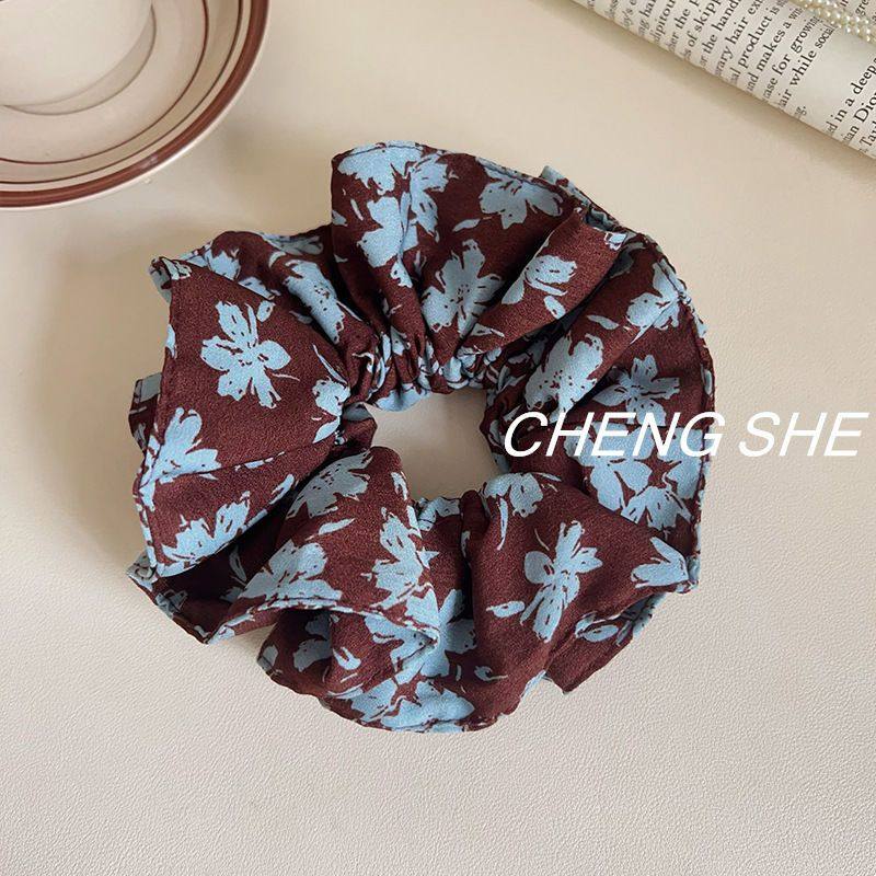 复古印花双层大肠发圈韩